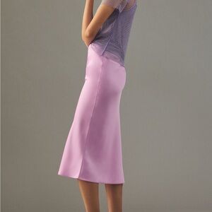 Anthropologie Bias Satin Midi Skirt